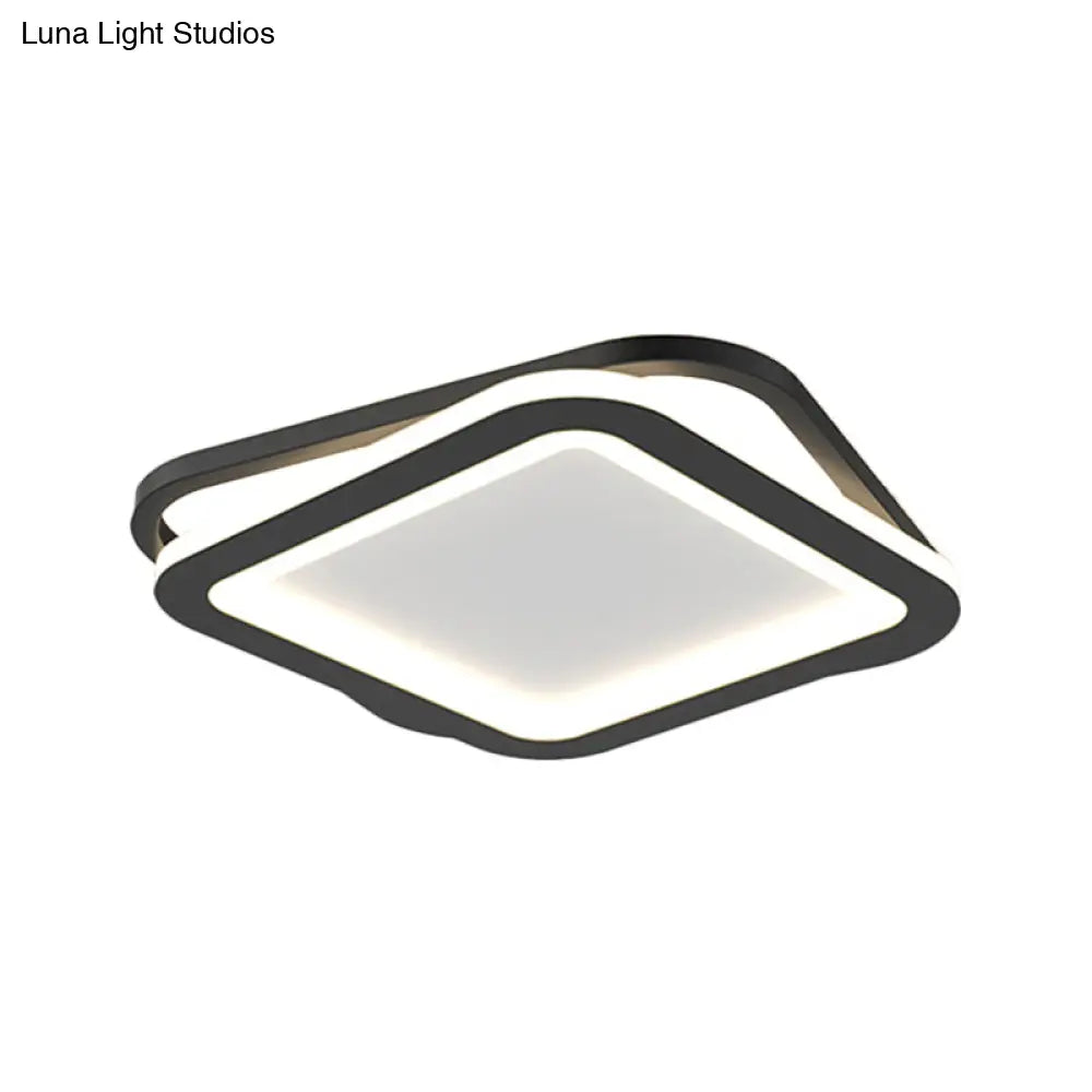 Modern Ceiling Mounted Flush Lighting In Black/Gold - Round/Square Metal Led Fixture For Hallways