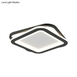 Modern Ceiling Mounted Flush Lighting In Black/Gold - Round/Square Metal Led Fixture For Hallways