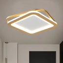 Modern Ceiling Mounted Flush Lighting In Black/Gold - Round/Square Metal Led Fixture For Hallways