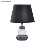Modern Ceramic Nightstand Lamp - Contemporary Stone Shape Design | Black/Grey & White 1 Light
