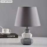 Modern Ceramic Nightstand Lamp - Contemporary Stone Shape Design | Black/Grey & White 1 Light