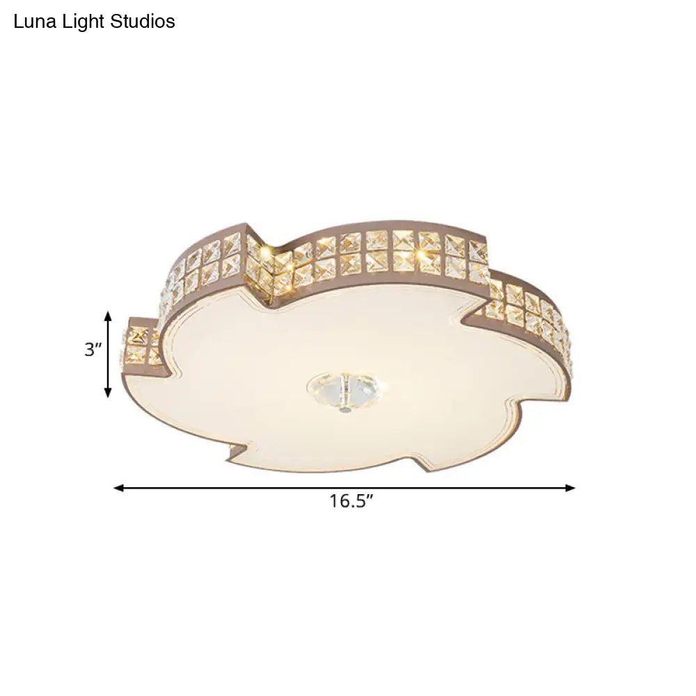 Modern Champagne Led Ceiling Light With Square - Cut Crystals 16.5’/21.5’ Width