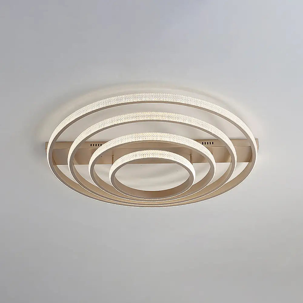Modern Champagne Loop Flush Mount Led Ceiling Light / 41’ Round