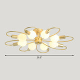 Modern Champagne Whirled Semi Flush Light For Bedroom - Stylish Metal Ceiling Fixture 8 /