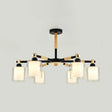 Modern Chic Glass Cylinder Hanging Pendant Lamp With 6 Lights For Bedroom Black