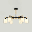Modern Chic Glass Cylinder Hanging Pendant Lamp With 6 Lights For Bedroom Black