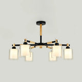 Modern Chic Glass Cylinder Hanging Pendant Lamp With 6 Lights For Bedroom Black