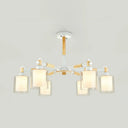 Modern Chic Glass Cylinder Hanging Pendant Lamp With 6 Lights For Bedroom White