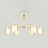 Modern Chic Glass Cylinder Hanging Pendant Lamp With 6 Lights For Bedroom White