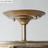 Modern Chicken Wire Iron Frame Semi Flush Light With Crystal Shell - 3 Lights Bronze Ceiling