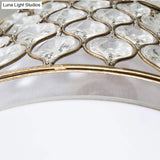 Modern Chicken Wire Iron Frame Semi Flush Light With Crystal Shell - 3 Lights Bronze Ceiling