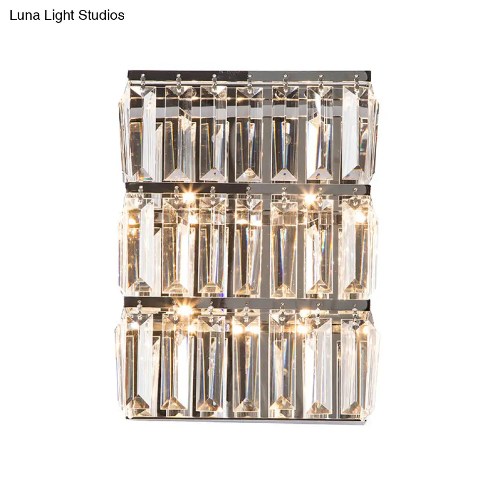 Modern Chrome 4-Light Clear Crystal Wall Lamp - Elegant Rectangle Lighting Fixture
