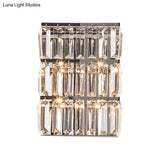 Modern Chrome 4-Light Clear Crystal Wall Lamp - Elegant Rectangle Lighting Fixture