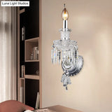 Modern Chrome Candelabra Wall Light With Clear Glass And Diamond Crystal Decoration