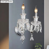 Modern Chrome Candelabra Wall Light With Clear Glass And Diamond Crystal Decoration