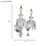 Modern Chrome Candelabra Wall Light With Clear Glass And Diamond Crystal Decoration