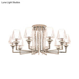 Modern Chrome Cone Ceiling Lamp With Crystal Accents - 6/8/10 Heads Semi-Mount Light