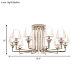 Modern Chrome Cone Ceiling Lamp With Crystal Accents - 6/8/10 Heads Semi-Mount Light