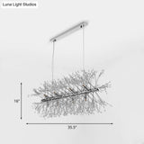 Modern Chrome Crystal Beaded Sprig Island Pendant Light With 12 Bulbs For Kitchen Hanging
