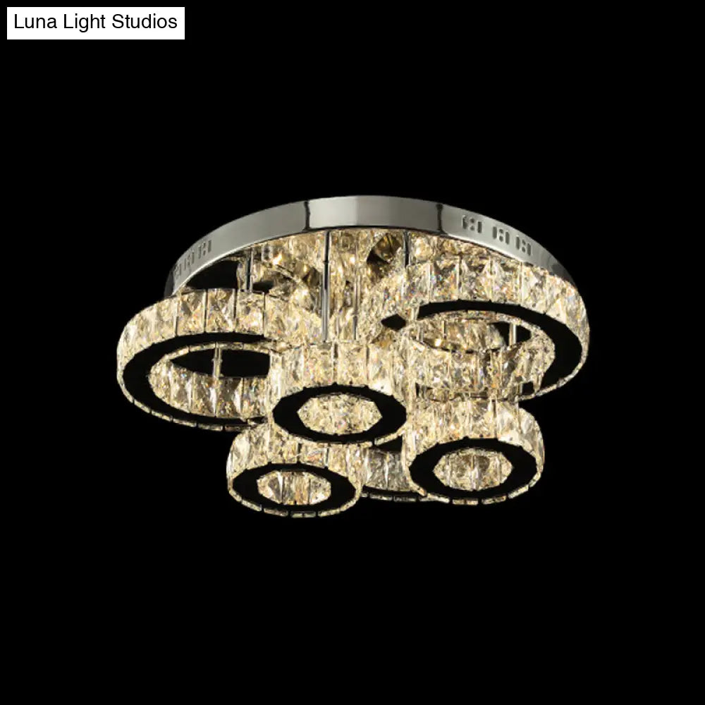 Modern Chrome Crystal Flush Mount Led Lamp For Bedroom Ceiling