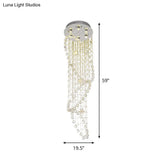 Modern Chrome Crystal Orb Flush Mount Fixture With Waterfall Design And 6 Lights