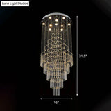 Modern Chrome Crystal Tube Ceiling Mounted Led Light - 4 - Light Tiered Flushmount For Stairway