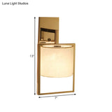 Modern Chrome Cylinder Wall Sconce Light Fabric Shade 1-Light Fixture