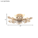 Modern Chrome Finish Semi Flush Mount With 6 Lights & Flower Crystal Accents