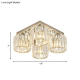 Modern Chrome Flush Mount Ceiling Lamp With Prismatic Crystal Bulbs