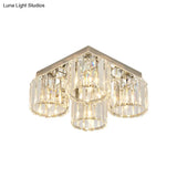 Modern Chrome Flush Mount Ceiling Lamp With Prismatic Crystal Bulbs