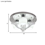 Modern Chrome Flush Mount Fixture With Frosted Glass Shade - Set Of 3 Bedroom Bulbs
