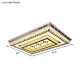 Modern Chrome Flush Mount Led Ceiling Light With Clear Crystal Accents - Perfect For Living Room