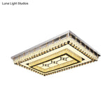Modern Chrome Flush Mount Led Ceiling Light With Clear Crystal Accents - Perfect For Living Room