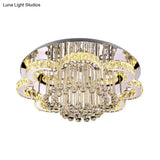 Modern Chrome Flush Mount Light With K9 Crystal For Living Room Ceiling
