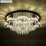 Modern Chrome Flush Mount Light With K9 Crystal For Living Room Ceiling / 18 Third Gear