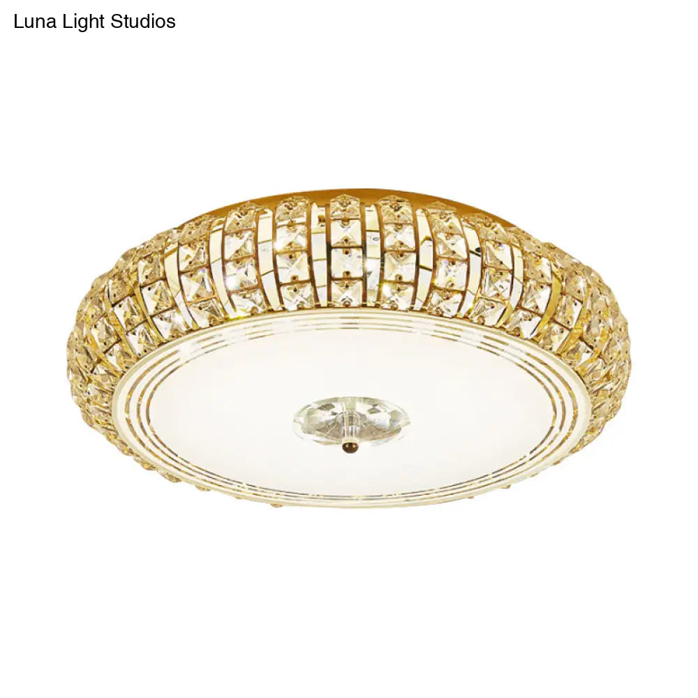 Modern Chrome/Gold Led Crystal Ceiling Mounted Light Flushmount Design 15’/19’ Width