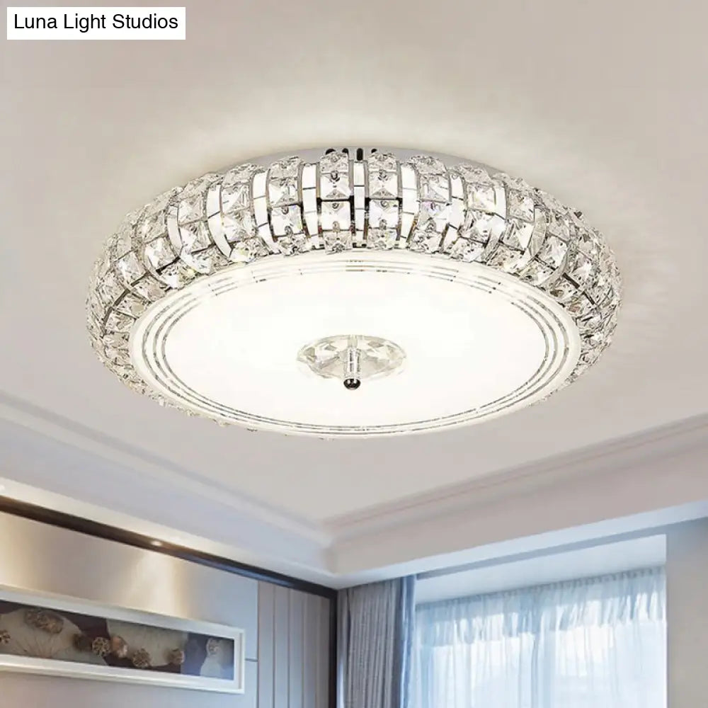 Modern Chrome/Gold Led Crystal Ceiling Mounted Light Flushmount Design 15’/19’ Width