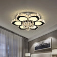 Modern Chrome Led Ceiling Lamp With Crystal Orb Bloom For Bedroom - 18’/26’ Diameter / 18’