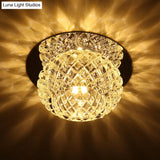 Modern Chrome Led Crystal Flushmount Light Fixture For Corridors