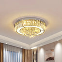 Modern Chrome Led Floral Ceiling Light With Faceted Crystal 18 - 19.5’ Width / 18’