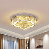 Modern Chrome Led Floral Ceiling Light With Faceted Crystal 18 - 19.5’ Width / 18’