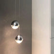 Modern Chrome Led Pendant Light For Restaurants With Clear Glass Globes 2 /