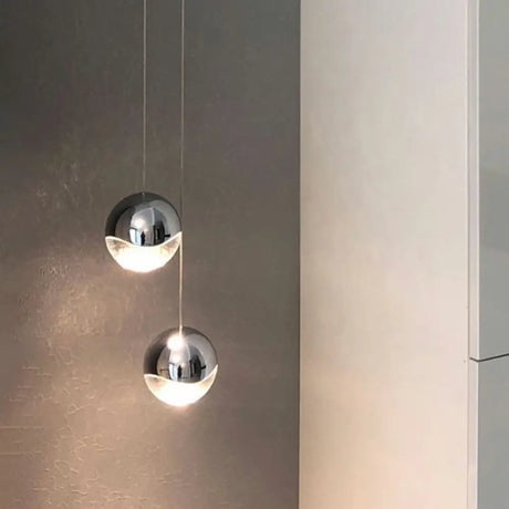 Modern Chrome Led Pendant Light For Restaurants With Clear Glass Globes 2 /