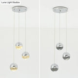 Modern Chrome Led Pendant Light For Restaurants With Clear Glass Globes