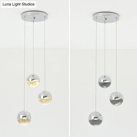 Modern Chrome Led Pendant Light For Restaurants With Clear Glass Globes