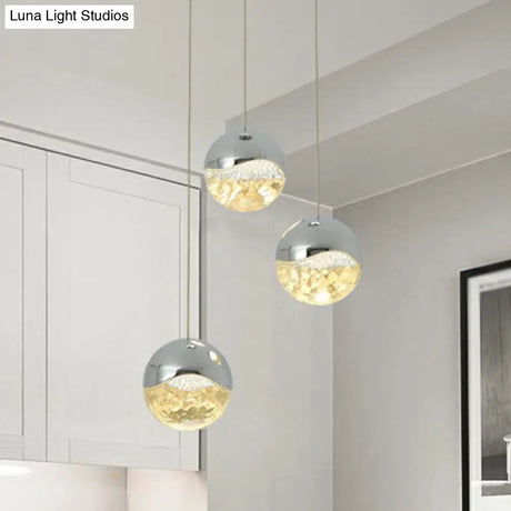 Modern Chrome Led Pendant Light For Restaurants With Clear Glass Globes