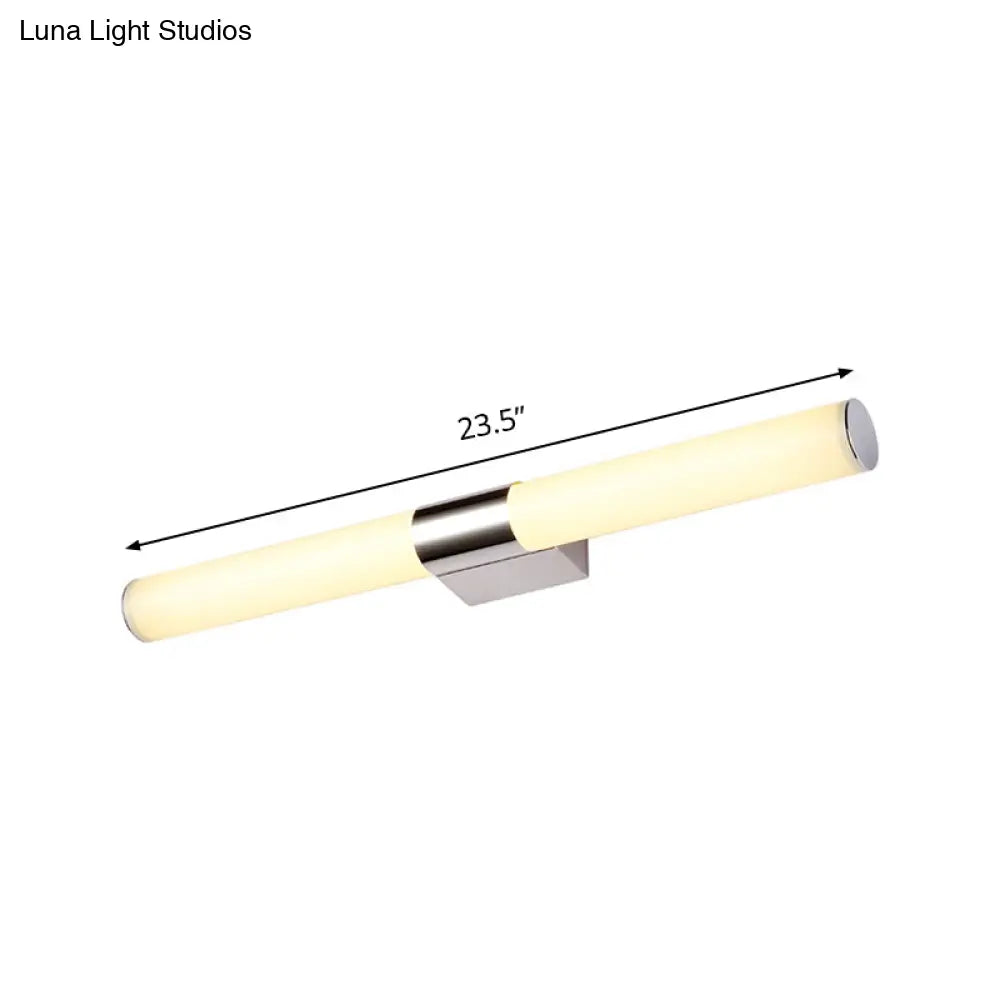 Modern Chrome Led Wall Vanity Light With Acrylic Tube And Warm/White 18/23.5/31.5 Length