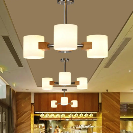 Modern Chrome Semi Flush Ceiling Lamp With White Glass - 2/3 Lights Living Room Lighting 3 /