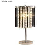 Modern Chrome Small Desk Lamp With Crystal Bead Shade - 2 Heads Study Table Light