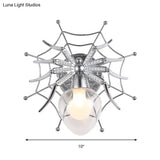 Modern Chrome Spider Wall Sconce With Clear Glass Shade For Bedroom Lighting